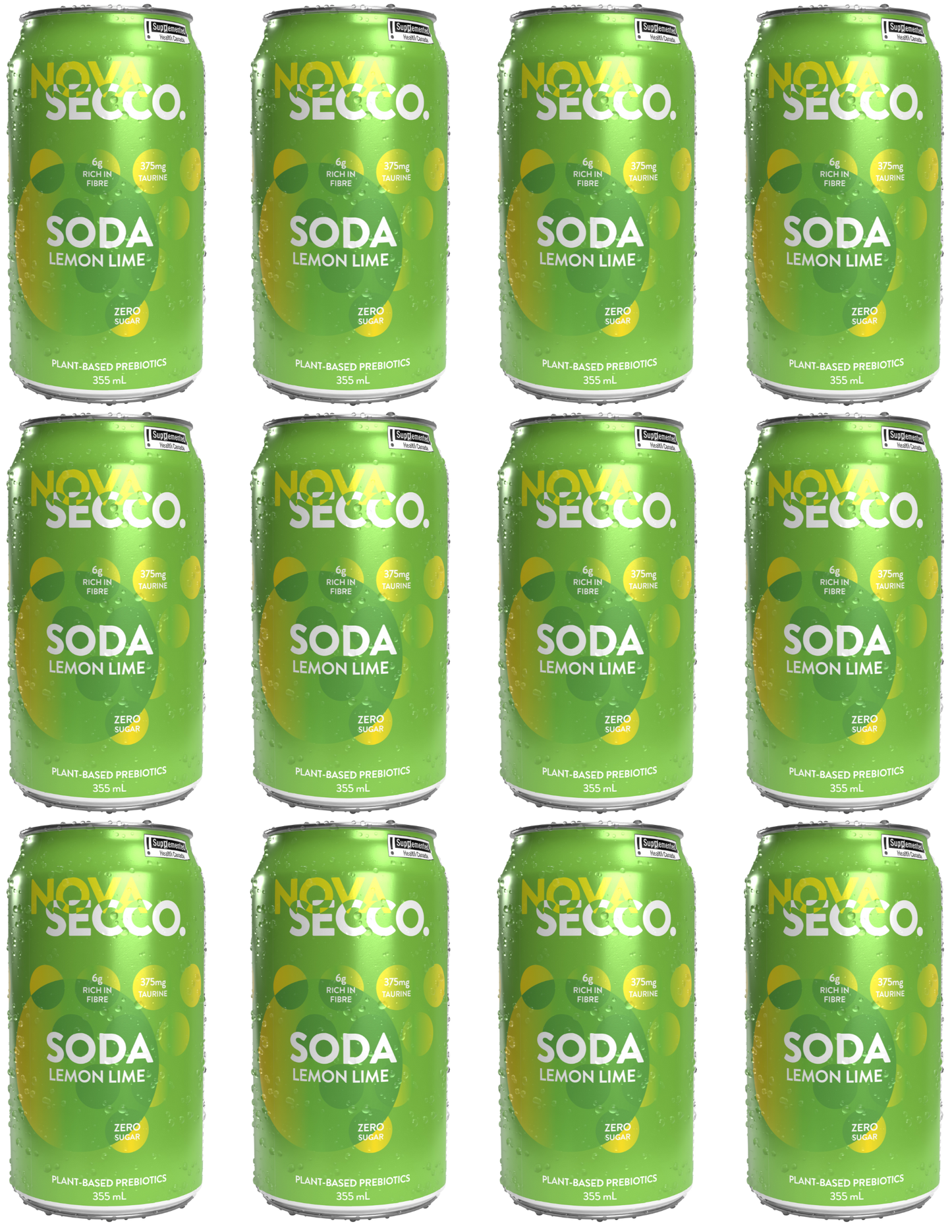 Novasecco Lemon Lime Prebiotic Soda - 12 pack