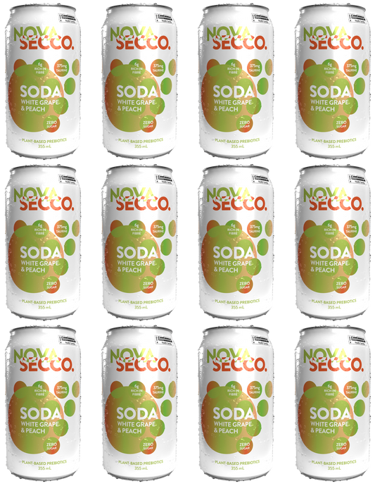 Novasecco White Grape & Peach Prebiotic Soda - 12 Pack