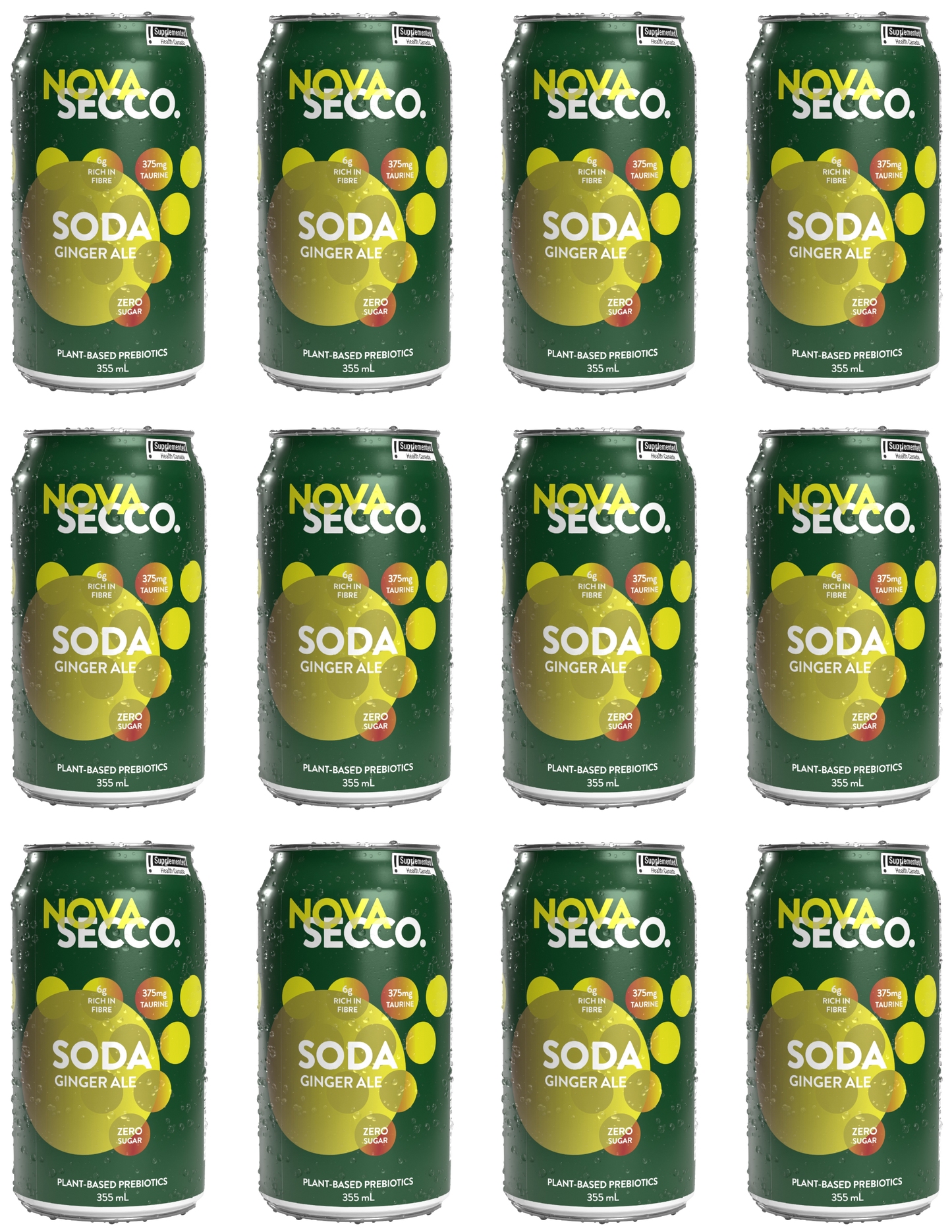 Novasecco Ginger Ale Prebiotic Soda - 12 Pack
