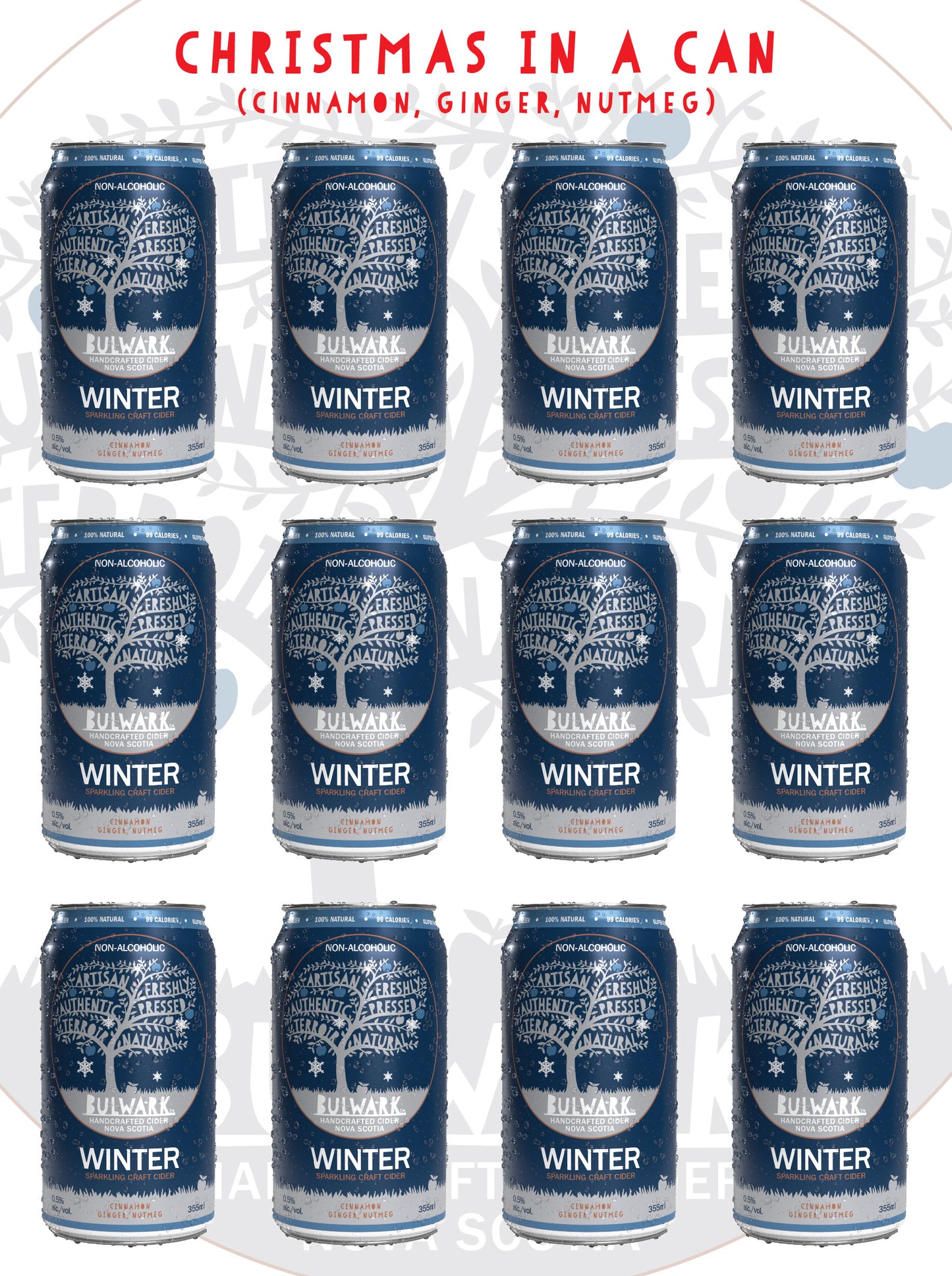 Bulwark Winter Non-Alc Craft Cider 0.5%, 12 x 355ml Can
