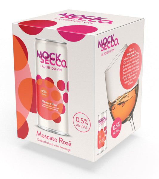 Mocksecco Moscato Rosé dealc wine SPKL 0.5% 4X250ml can